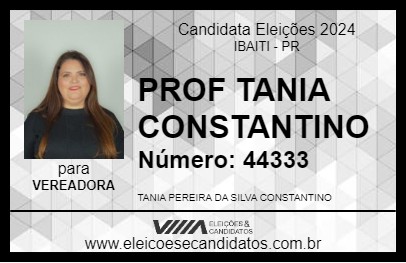 Candidato PROF TANIA CONSTANTINO 2024 - IBAITI - Eleições