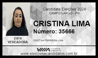 Candidato CRISTINA FERREIRA 2024 - CAMPO LARGO - Eleições