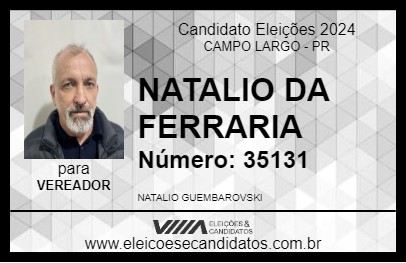 Candidato NATALIO DA FERRARIA 2024 - CAMPO LARGO - Eleições