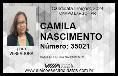 Candidato CAMILA NASCIMENTO 2024 - CAMPO LARGO - Eleições