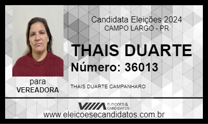 Candidato THAIS DUARTE 2024 - CAMPO LARGO - Eleições