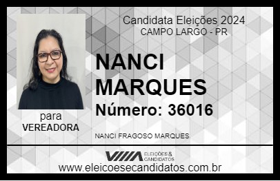 Candidato NANCI MARQUES 2024 - CAMPO LARGO - Eleições