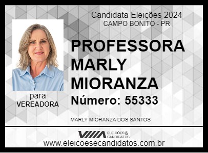 Candidato PROFESSORA MARLY MIORANZA 2024 - CAMPO BONITO - Eleições