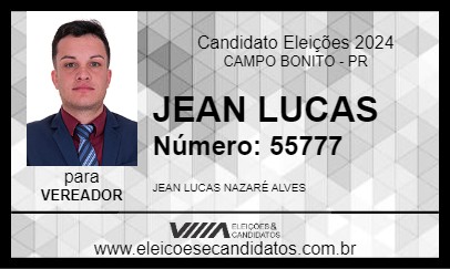 Candidato JEAN LUCAS 2024 - CAMPO BONITO - Eleições