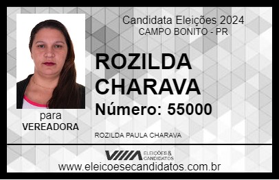 Candidato ROZILDA CHARAVA 2024 - CAMPO BONITO - Eleições