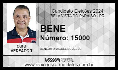 Candidato BENE 2024 - BELA VISTA DO PARAÍSO - Eleições