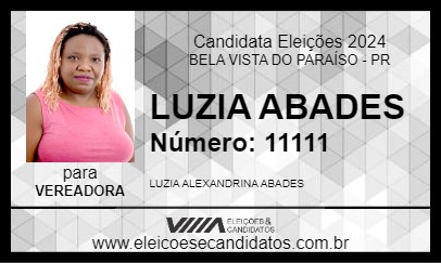 Candidato LUZIA ABADES 2024 - BELA VISTA DO PARAÍSO - Eleições