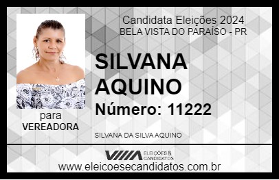 Candidato SILVANA AQUINO 2024 - BELA VISTA DO PARAÍSO - Eleições