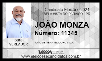 Candidato JOÃO MONZA 2024 - BELA VISTA DO PARAÍSO - Eleições