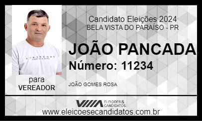 Candidato JOÃO PANCADA 2024 - BELA VISTA DO PARAÍSO - Eleições