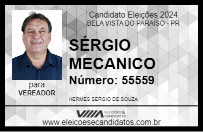 Candidato SÉRGIO MECANICO 2024 - BELA VISTA DO PARAÍSO - Eleições