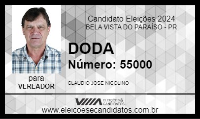 Candidato DODA 2024 - BELA VISTA DO PARAÍSO - Eleições