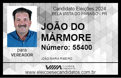 Candidato JOÃO DO MÁRMORE 2024 - BELA VISTA DO PARAÍSO - Eleições