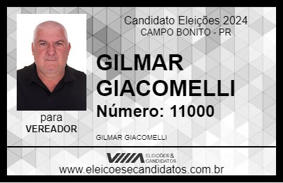 Candidato GILMAR GIACOMELLI 2024 - CAMPO BONITO - Eleições