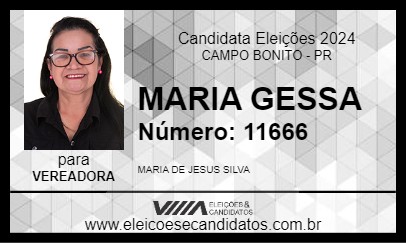 Candidato MARIA GESSA 2024 - CAMPO BONITO - Eleições