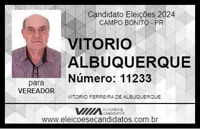 Candidato VITORIO ALBUQUERQUE 2024 - CAMPO BONITO - Eleições