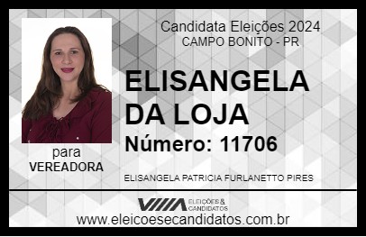 Candidato ELISANGELA DA LOJA 2024 - CAMPO BONITO - Eleições