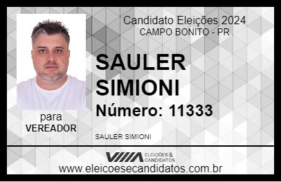 Candidato SAULER SIMIONI 2024 - CAMPO BONITO - Eleições