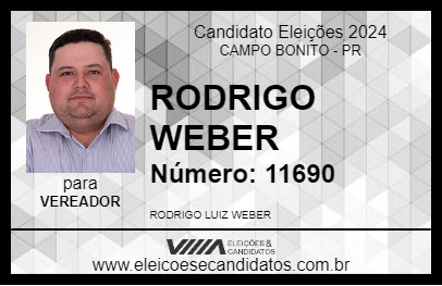 Candidato RODRIGO WEBER 2024 - CAMPO BONITO - Eleições