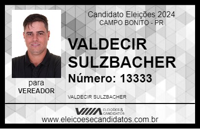 Candidato VALDECIR SULZBACHER 2024 - CAMPO BONITO - Eleições