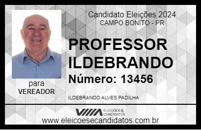 Candidato PROFESSOR ILDEBRANDO 2024 - CAMPO BONITO - Eleições