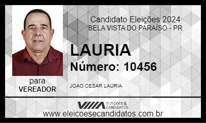 Candidato LAURIA 2024 - BELA VISTA DO PARAÍSO - Eleições