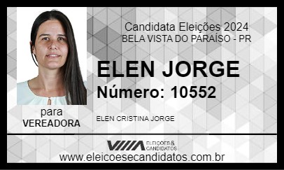 Candidato ELEN JORGE 2024 - BELA VISTA DO PARAÍSO - Eleições