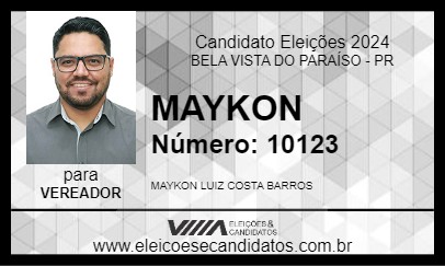 Candidato MAYKON 2024 - BELA VISTA DO PARAÍSO - Eleições