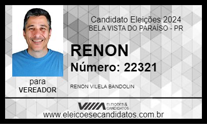 Candidato RENON 2024 - BELA VISTA DO PARAÍSO - Eleições