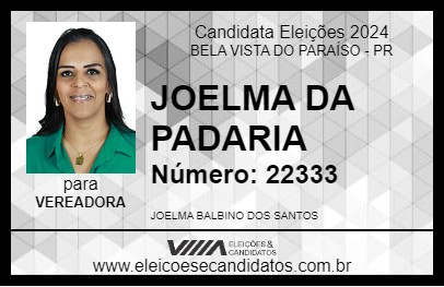 Candidato JOELMA DA PADARIA 2024 - BELA VISTA DO PARAÍSO - Eleições