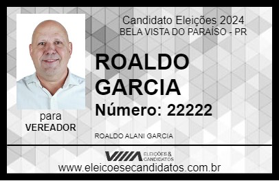 Candidato ROALDO GARCIA 2024 - BELA VISTA DO PARAÍSO - Eleições