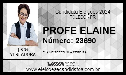 Candidato PROFE ELAINE 2024 - TOLEDO - Eleições