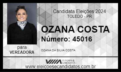 Candidato OZANA COSTA 2024 - TOLEDO - Eleições