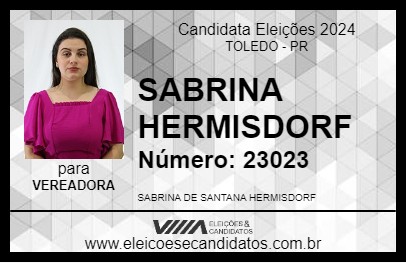 Candidato SABRINA HERMISDORF 2024 - TOLEDO - Eleições