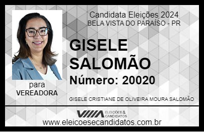 Candidato GISELE SALOMÃO 2024 - BELA VISTA DO PARAÍSO - Eleições