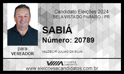 Candidato SABIÁ 2024 - BELA VISTA DO PARAÍSO - Eleições