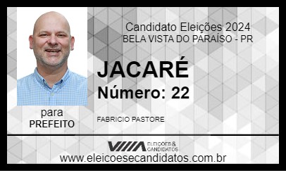 Candidato JACARÉ 2024 - BELA VISTA DO PARAÍSO - Eleições