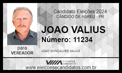 Candidato JOAO VALIUS 2024 - CÂNDIDO DE ABREU - Eleições