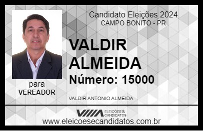 Candidato VALDIR ALMEIDA 2024 - CAMPO BONITO - Eleições