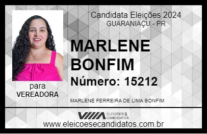 Candidato MARLENE BONFIM 2024 - GUARANIAÇU - Eleições