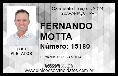 Candidato FERNANDO MOTTA 2024 - GUARANIAÇU - Eleições