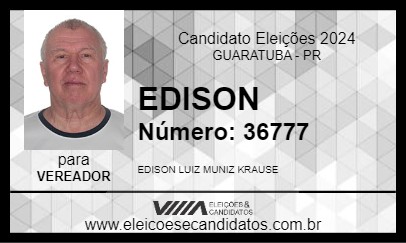 Candidato EDISON 2024 - GUARATUBA - Eleições