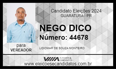 Candidato NEGO DICO 2024 - GUARATUBA - Eleições