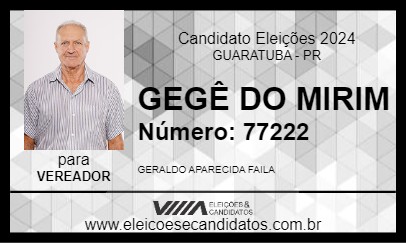 Candidato GEGÊ DO MIRIM 2024 - GUARATUBA - Eleições