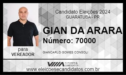 Candidato GIAN DA ARARA 2024 - GUARATUBA - Eleições