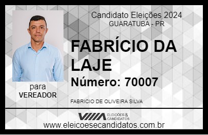 Candidato FABRÍCIO DA LAJE 2024 - GUARATUBA - Eleições