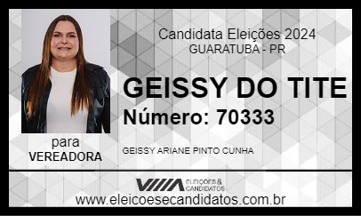 Candidato GEISSY DO TITE 2024 - GUARATUBA - Eleições