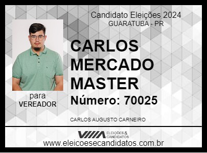 Candidato CARLOS MERCADO MASTER 2024 - GUARATUBA - Eleições