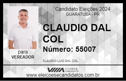 Candidato CLAUDIO DAL COL 2024 - GUARATUBA - Eleições