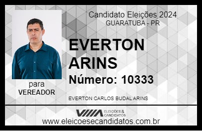 Candidato EVERTON ARINS 2024 - GUARATUBA - Eleições